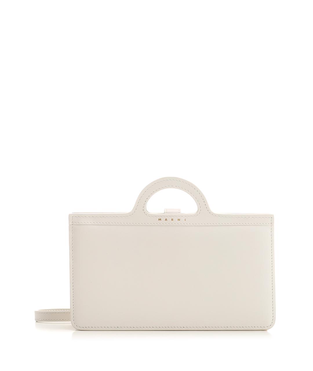 MARNI Белая кожаная сумка с короткими ручками, фото 1