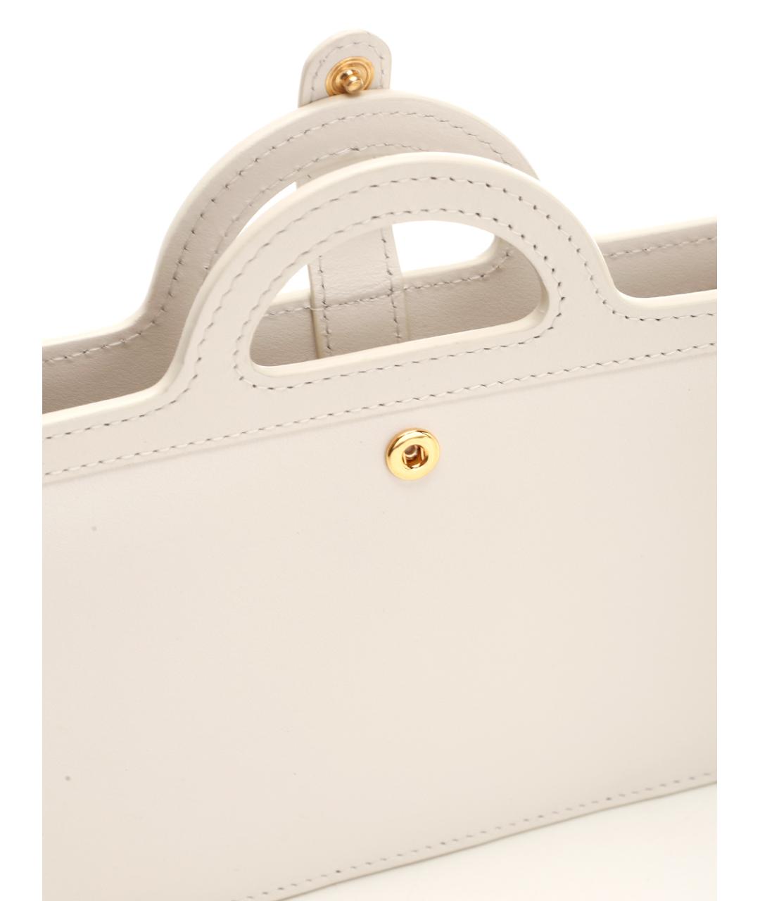 MARNI Белая кожаная сумка с короткими ручками, фото 4