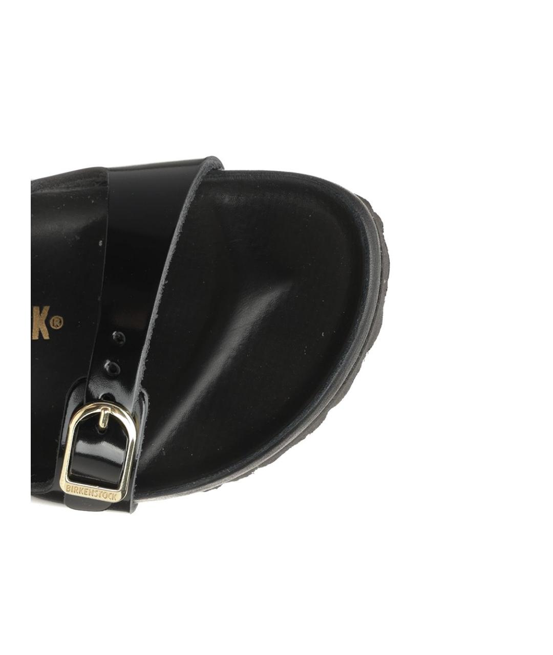 BIRKENSTOCK Черные шлепанцы из лакированной кожи, фото 4
