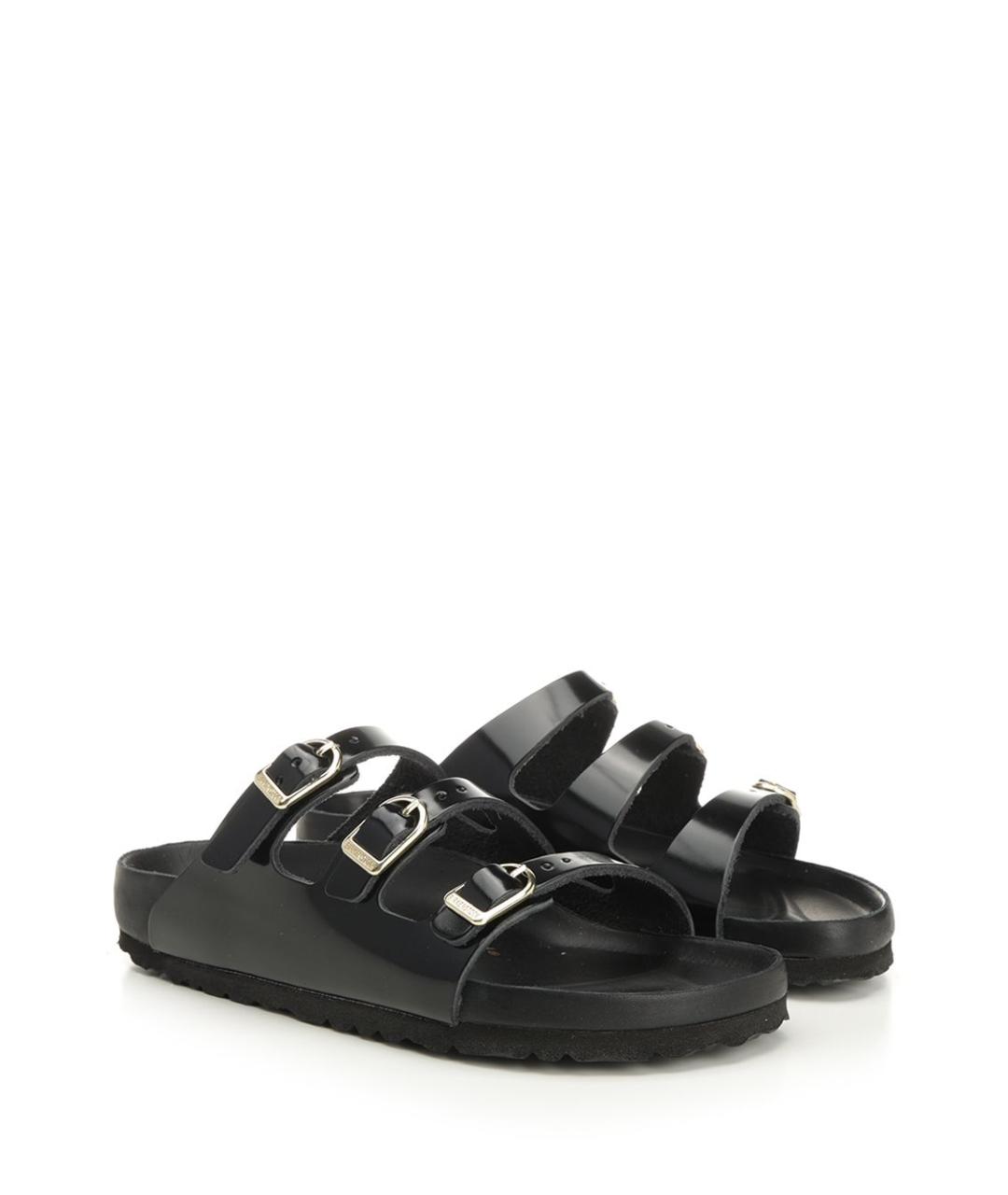 BIRKENSTOCK Черные шлепанцы из лакированной кожи, фото 2