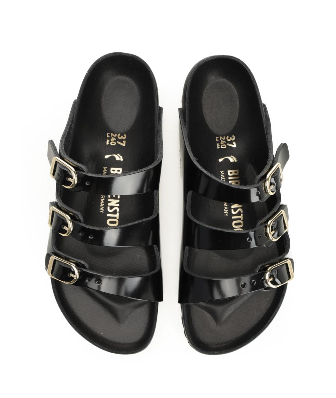 BIRKENSTOCK Черные шлепанцы из лакированной кожи, фото 5