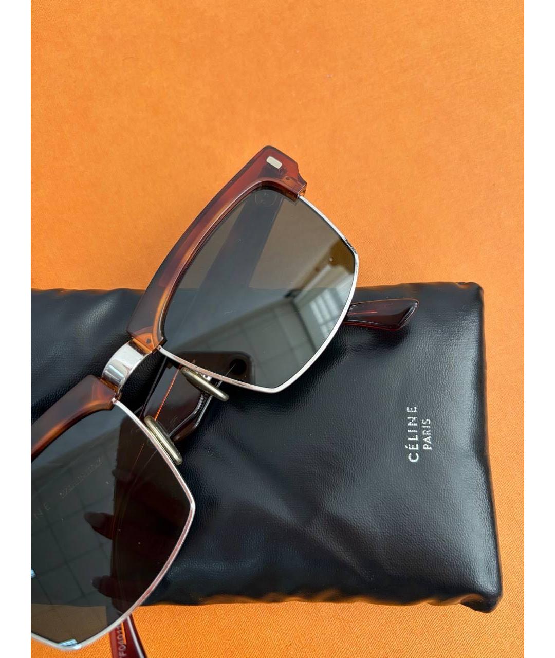 CELINE Коричневые пластиковые солнцезащитные очки, фото 5