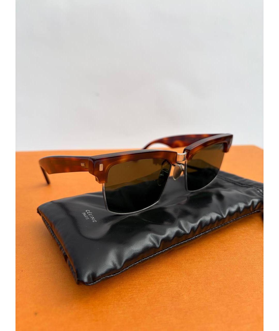 CELINE Коричневые пластиковые солнцезащитные очки, фото 2