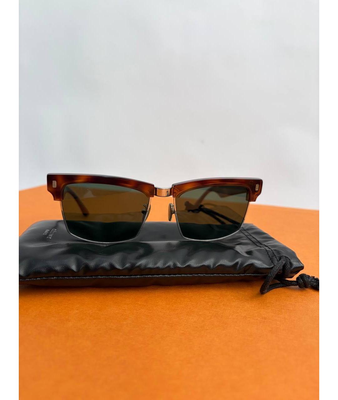 CELINE Коричневые пластиковые солнцезащитные очки, фото 8