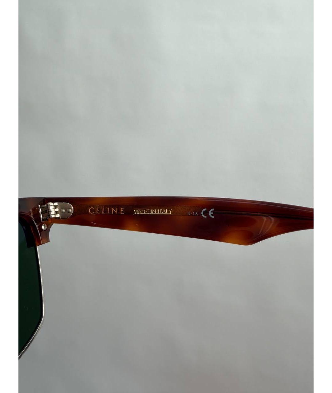 CELINE Коричневые пластиковые солнцезащитные очки, фото 4