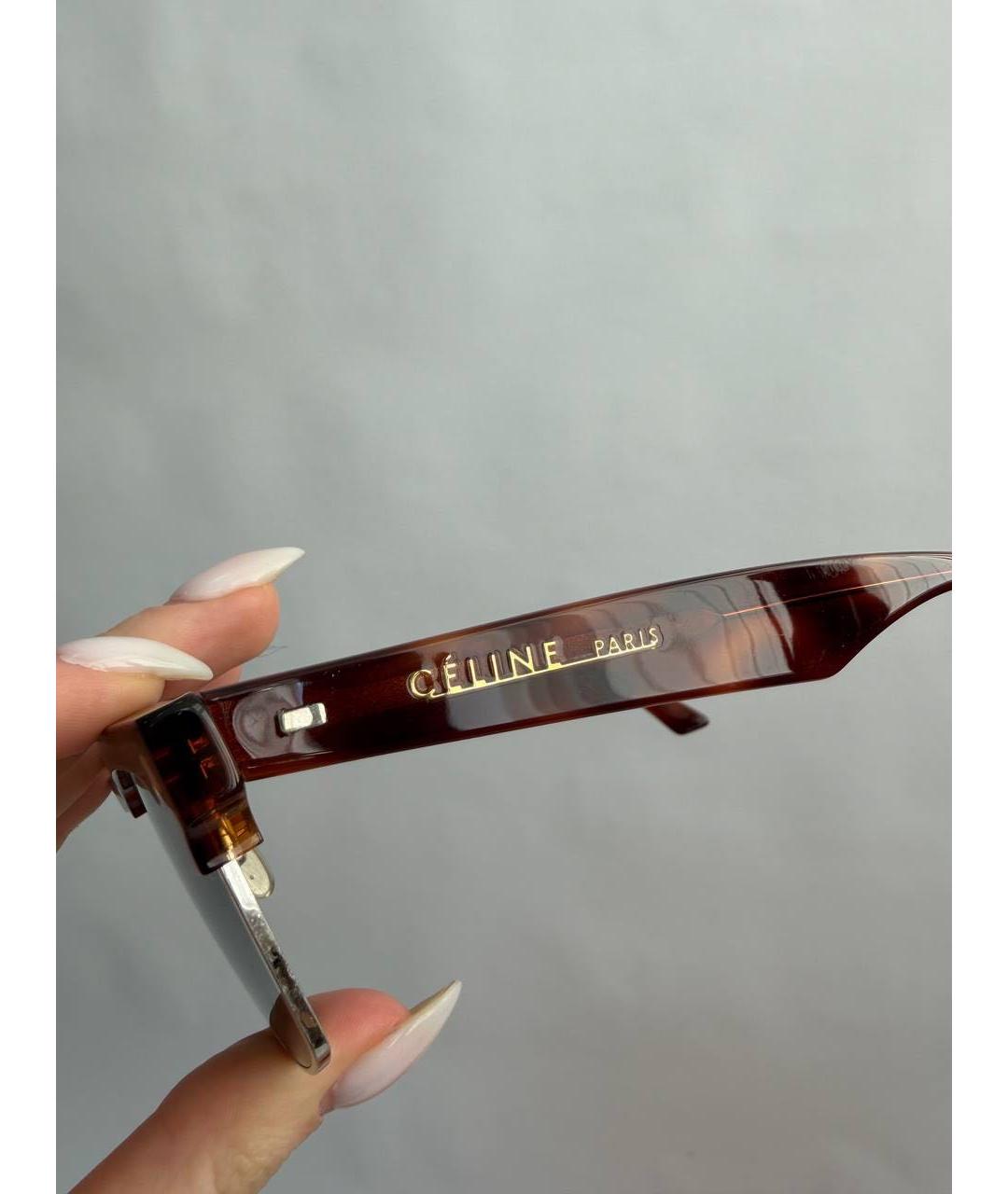 CELINE Коричневые пластиковые солнцезащитные очки, фото 3