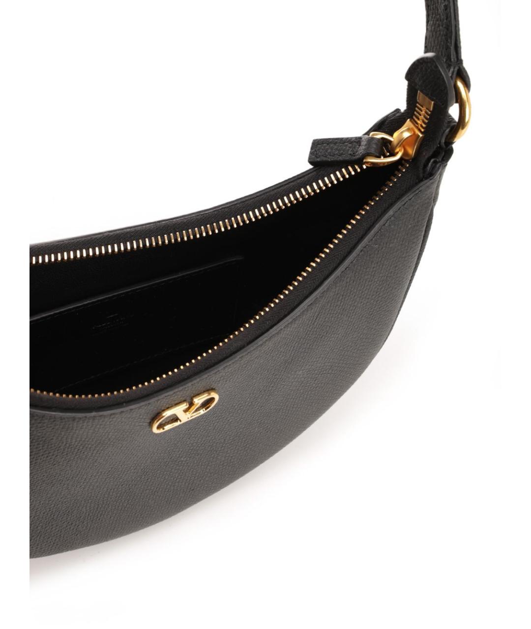 VALENTINO Черная кожаная сумка через плечо, фото 4