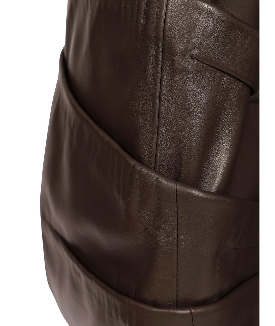 THE ATTICO Коричневое кожаное коктейльное платье, фото 3