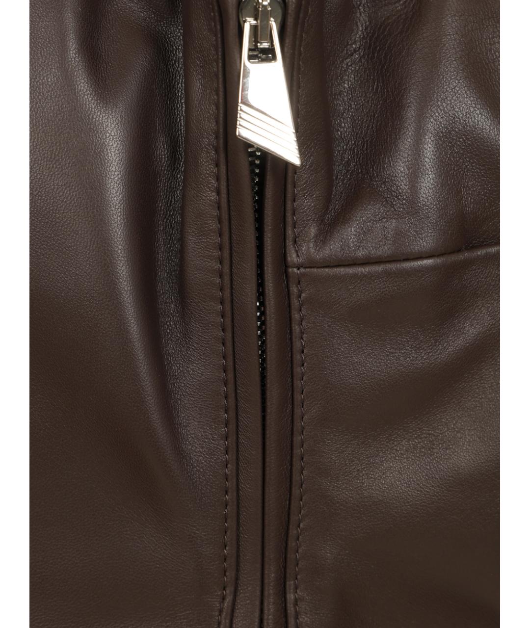 THE ATTICO Коричневое кожаное коктейльное платье, фото 4