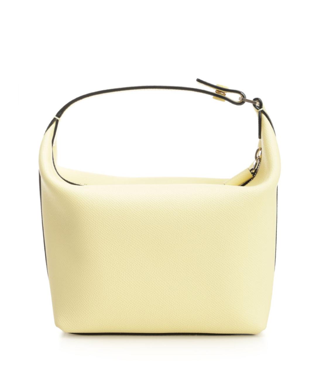 VALEXTRA Желтая кожаная сумка с короткими ручками, фото 3