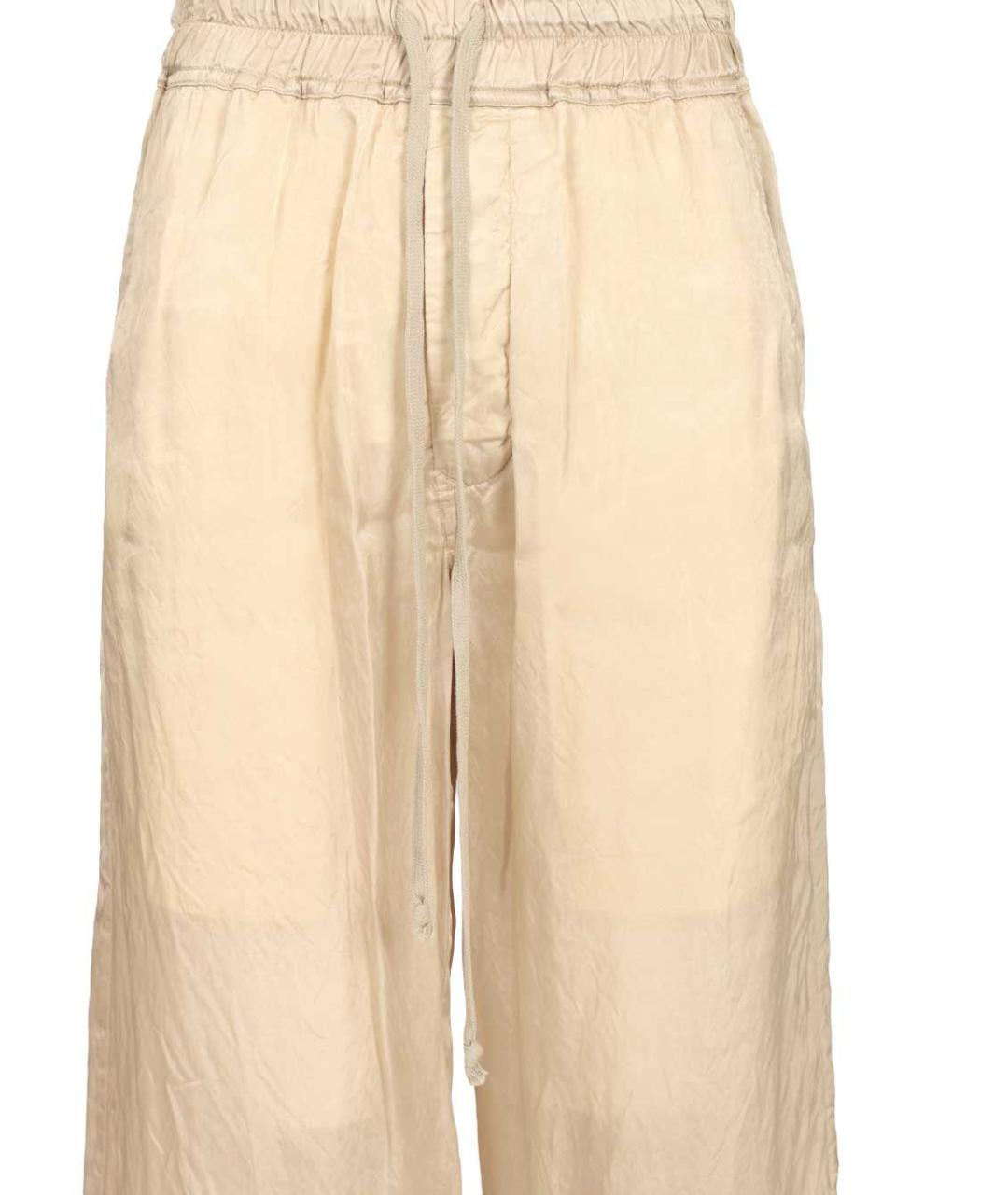RICK OWENS Бежевые вискозные прямые брюки, фото 4