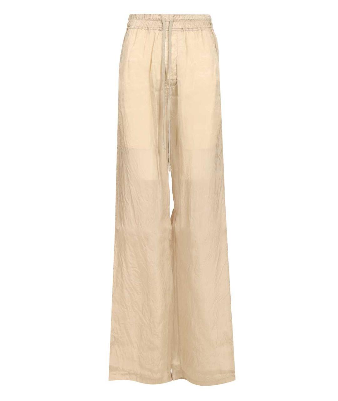 RICK OWENS Бежевые вискозные прямые брюки, фото 1