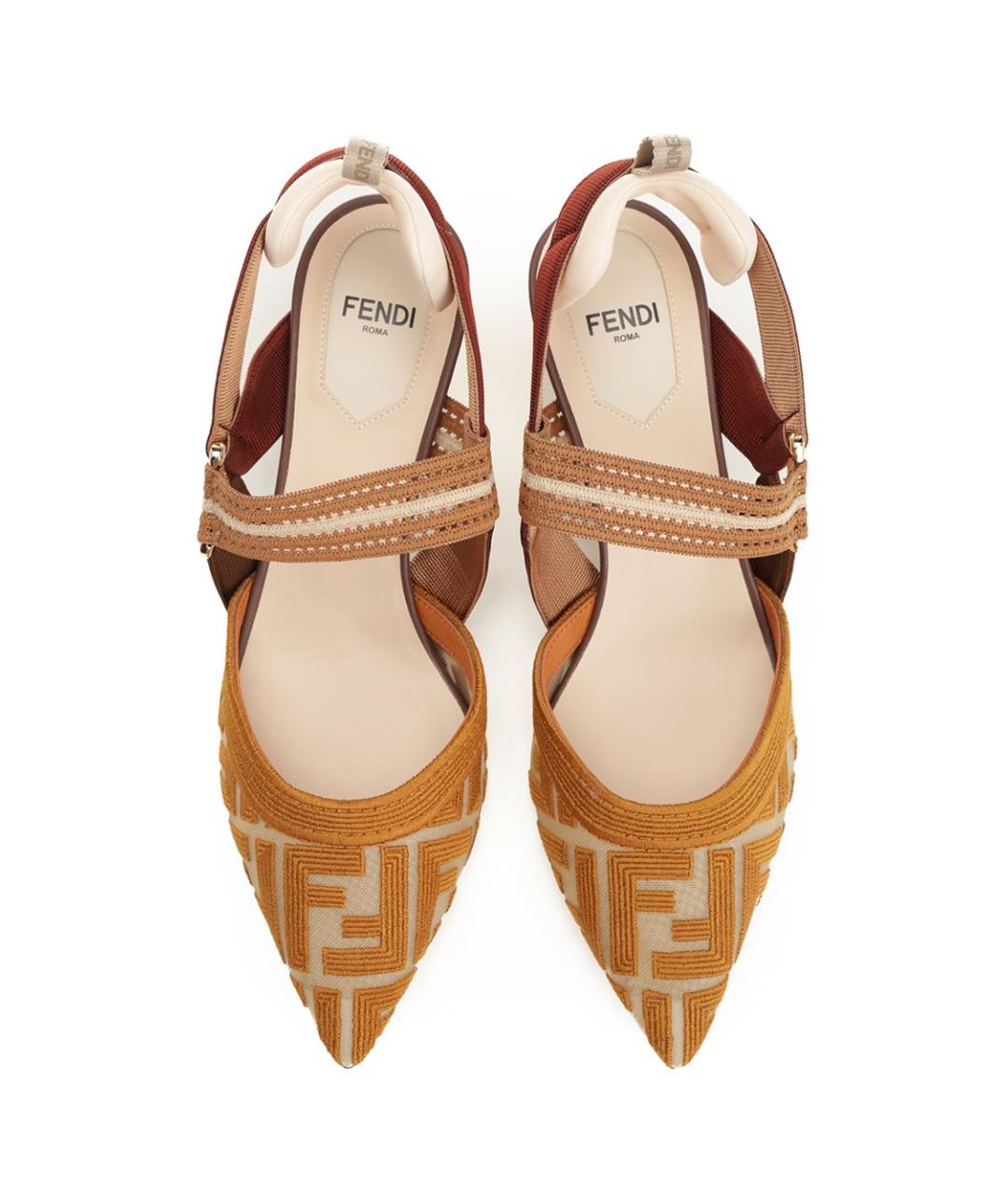 FENDI Бежевые текстильные туфли, фото 5