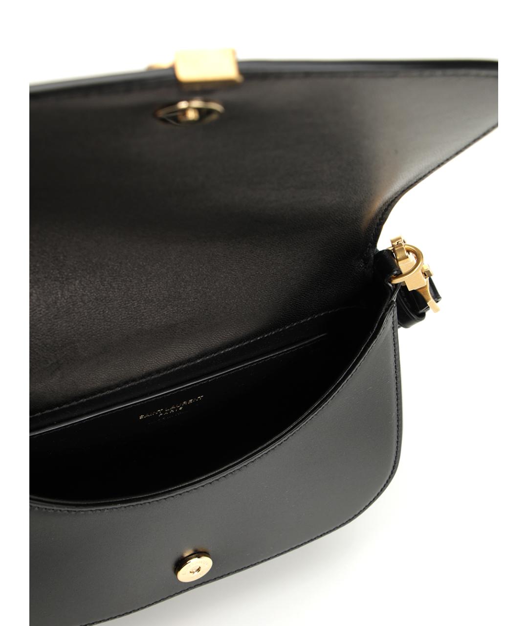 SAINT LAURENT Черная кожаная сумка через плечо, фото 4