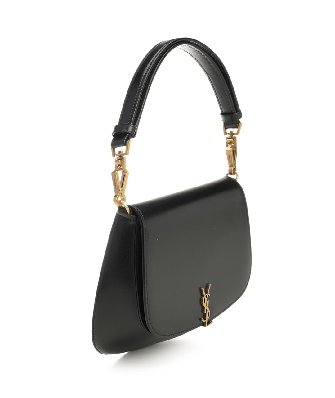 SAINT LAURENT Черная кожаная сумка через плечо, фото 2