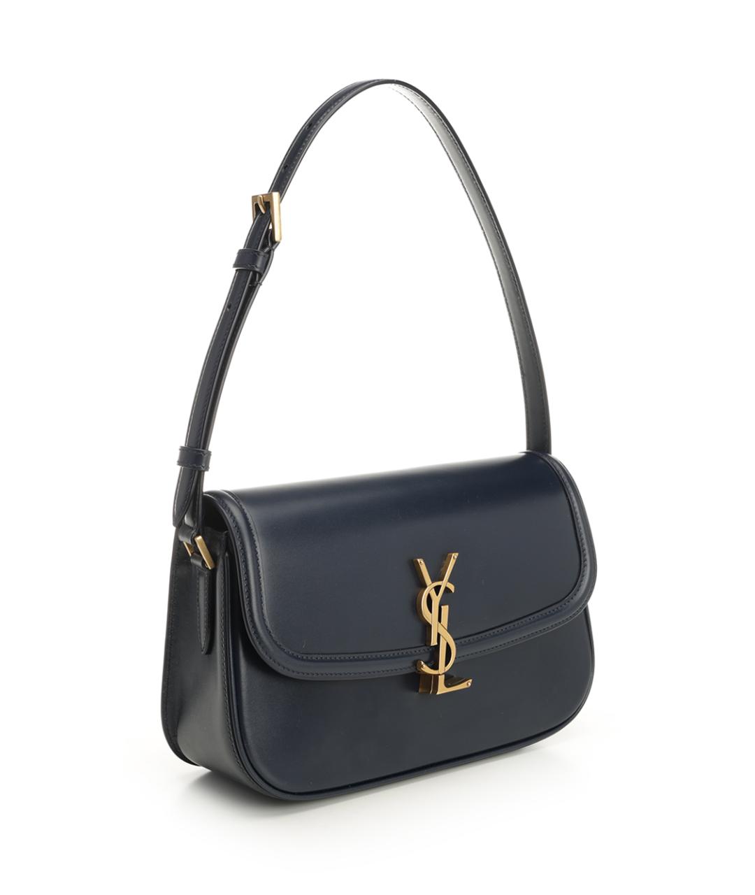SAINT LAURENT Темно-синяя кожаная сумка через плечо, фото 2
