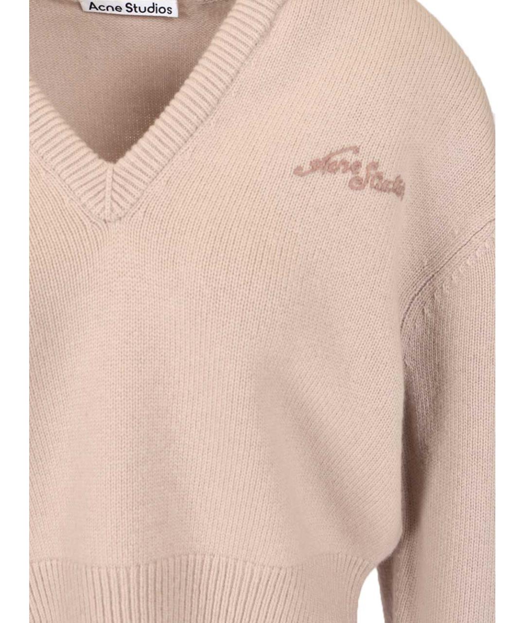 ACNE STUDIOS Бежевый шерстяной джемпер / свитер, фото 3