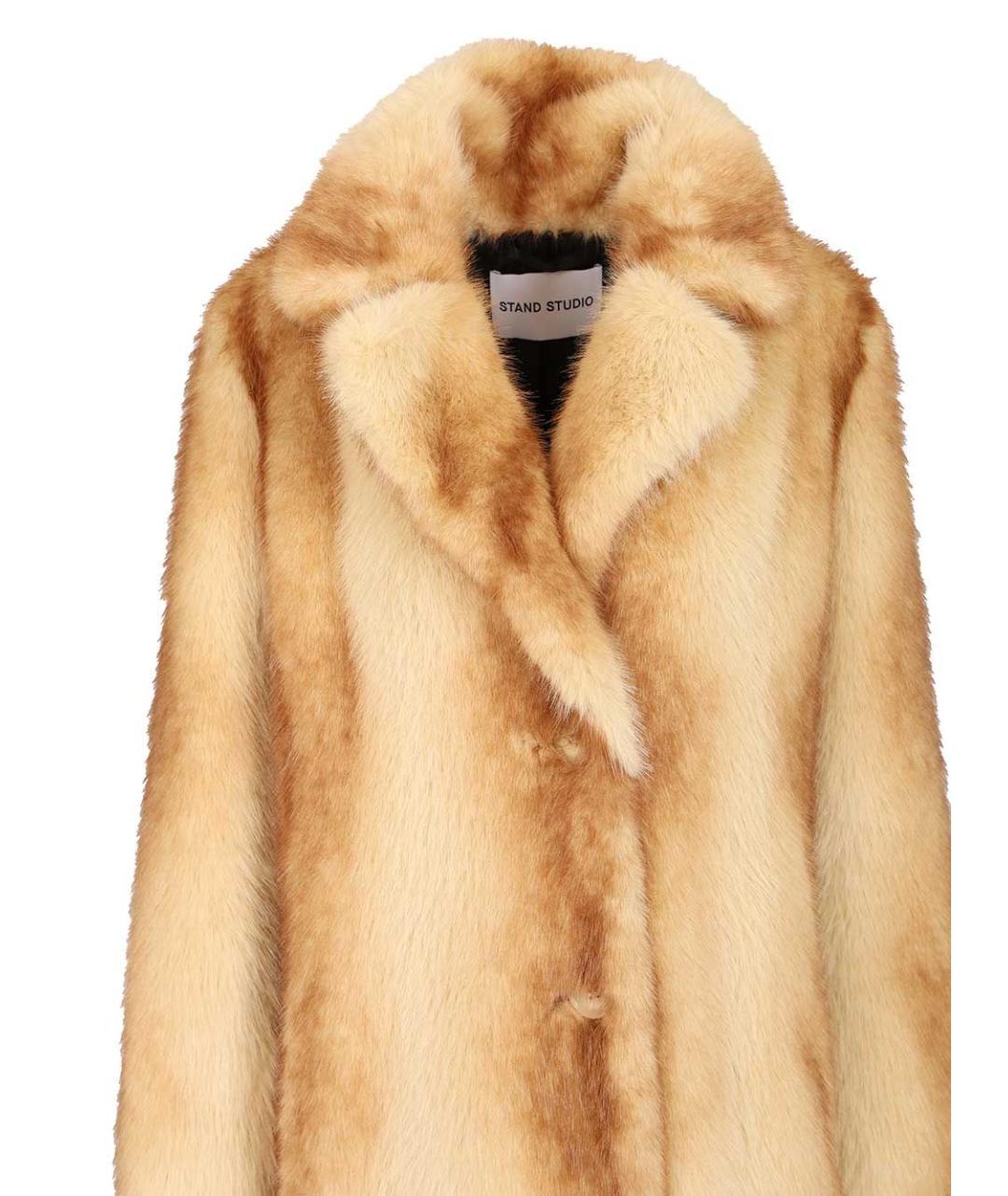 STAND STUDIO Коричневая полиэстеровая шуба, фото 4