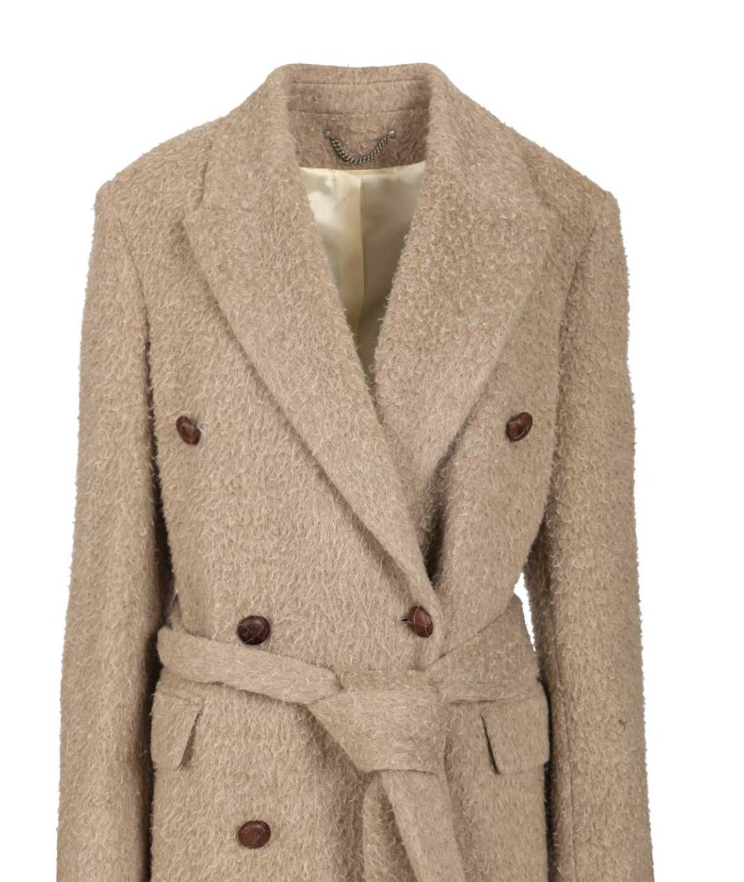 GOLDEN GOOSE DELUXE BRAND Бежевое шерстяное пальто, фото 4