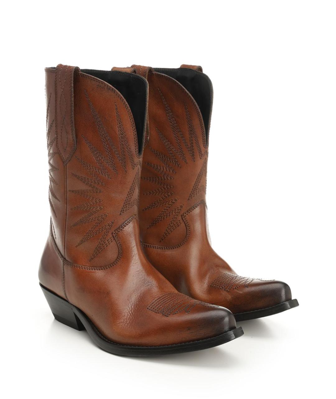 GOLDEN GOOSE DELUXE BRAND Коричневые кожаные сапоги, фото 2