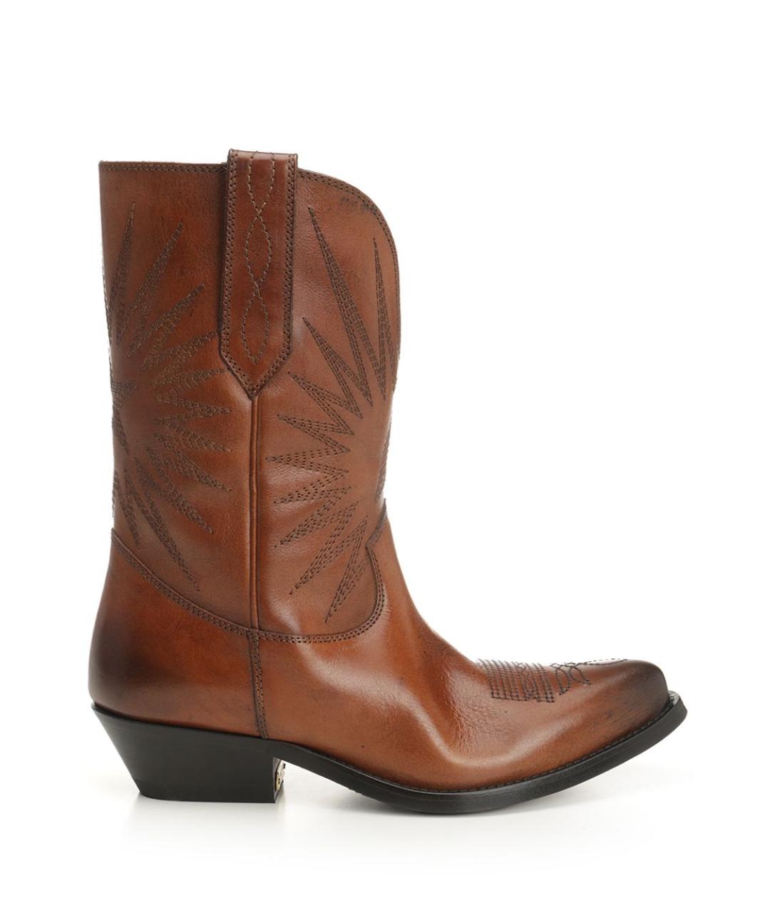 GOLDEN GOOSE DELUXE BRAND Коричневые кожаные сапоги, фото 1