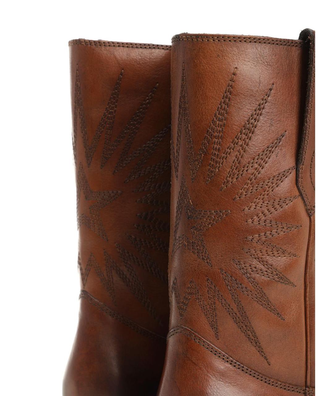 GOLDEN GOOSE DELUXE BRAND Коричневые кожаные сапоги, фото 6