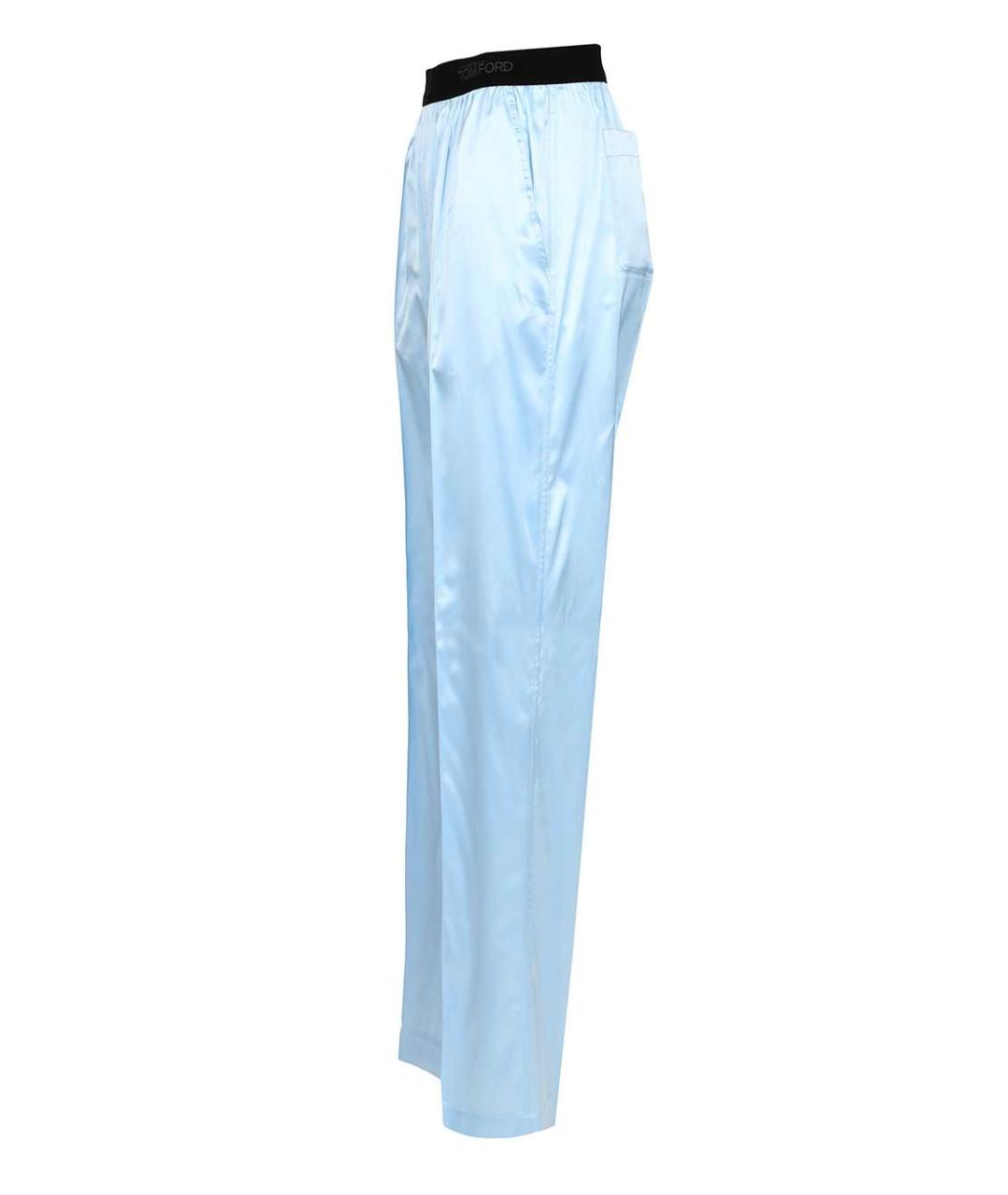 TOM FORD Голубые шелковые прямые брюки, фото 3