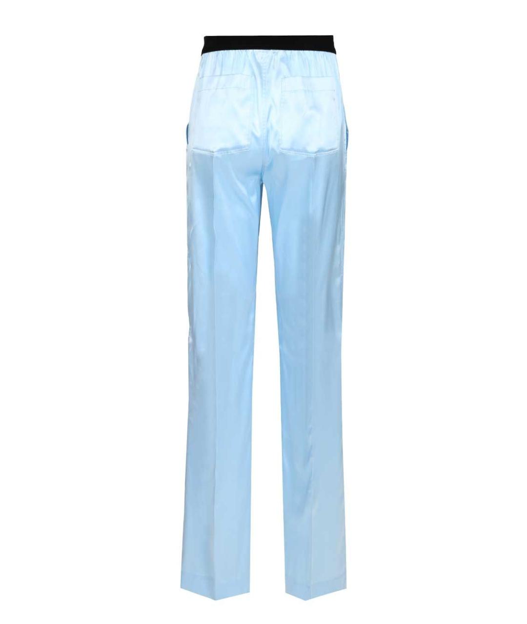 TOM FORD Голубые шелковые прямые брюки, фото 2