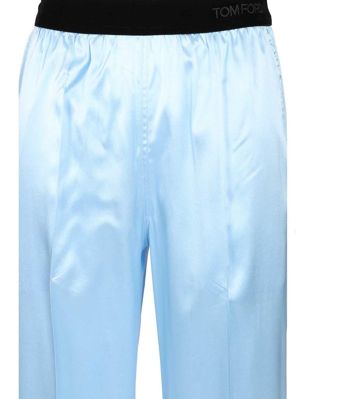 TOM FORD Голубые шелковые прямые брюки, фото 4