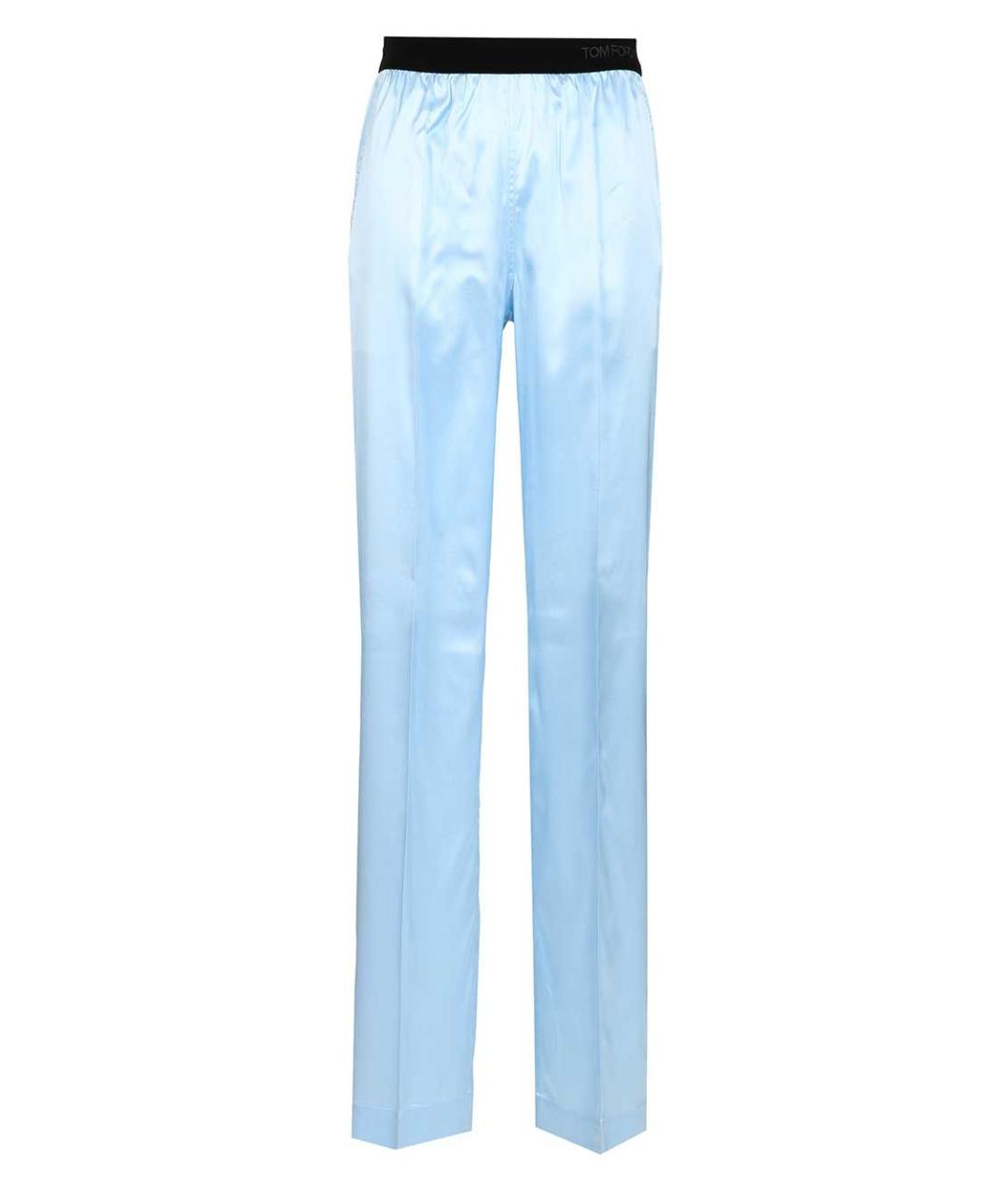 TOM FORD Голубые шелковые прямые брюки, фото 1
