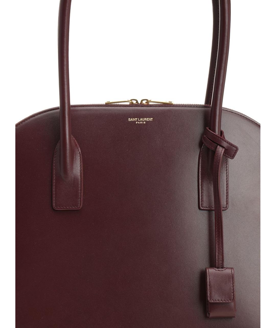 SAINT LAURENT Бордовая кожаная сумка тоут, фото 5