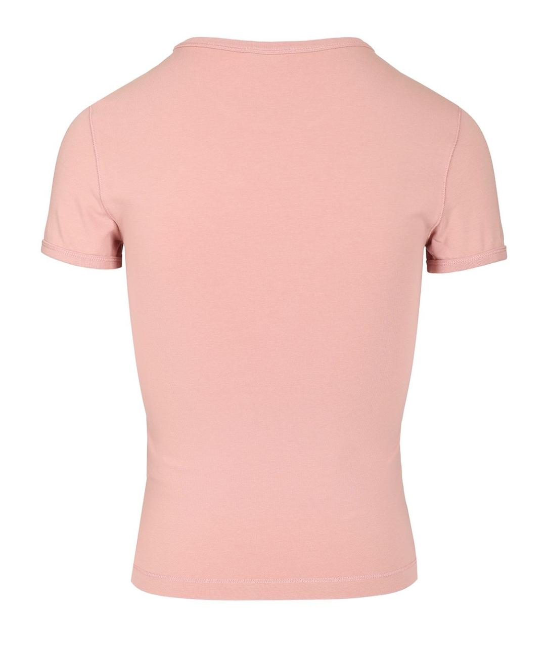 DIESEL Розовая хлопко-эластановая футболка, фото 2