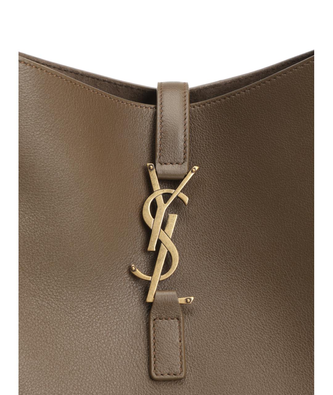 SAINT LAURENT Коричневая кожаная сумка через плечо, фото 5