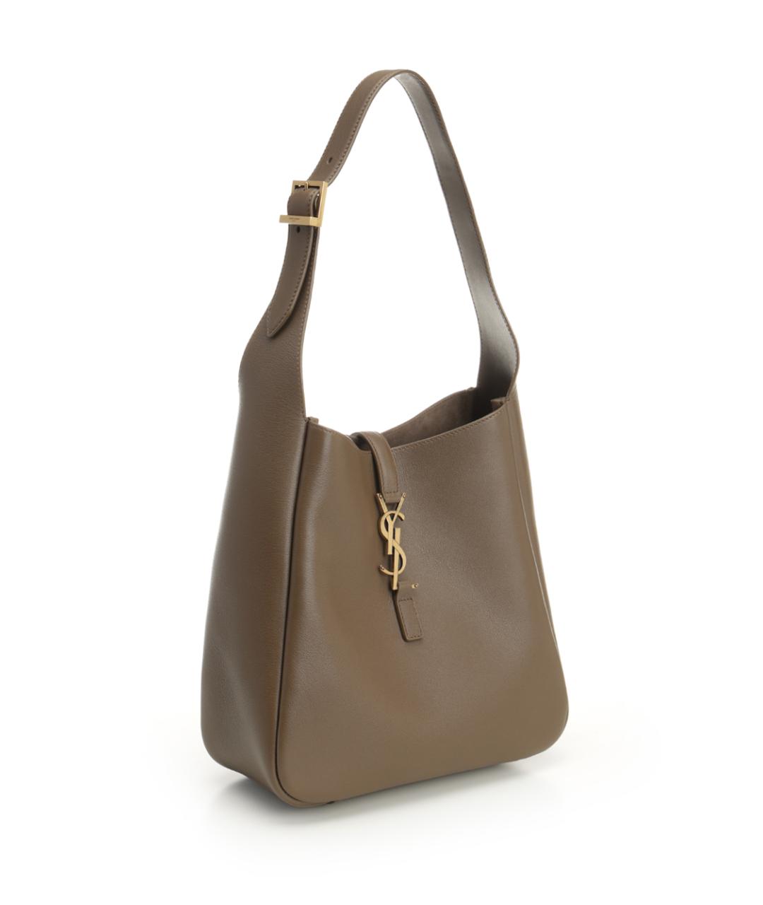 SAINT LAURENT Коричневая кожаная сумка через плечо, фото 2