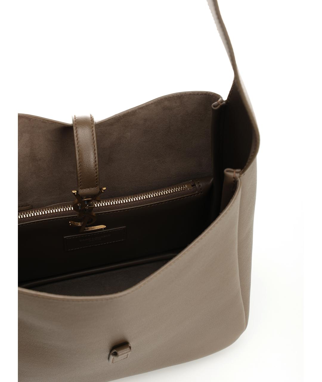 SAINT LAURENT Коричневая кожаная сумка через плечо, фото 4
