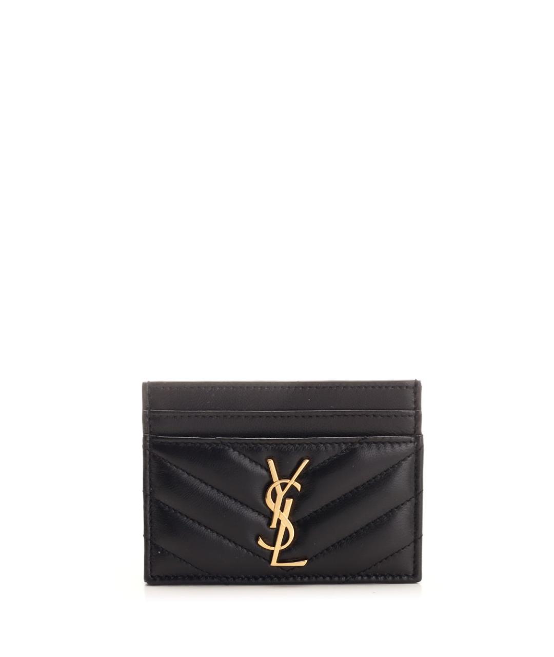 SAINT LAURENT Черный кожаный кардхолдер, фото 1