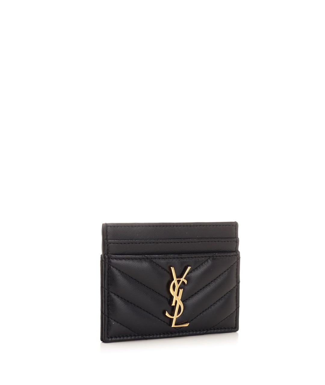 SAINT LAURENT Черный кожаный кардхолдер, фото 2