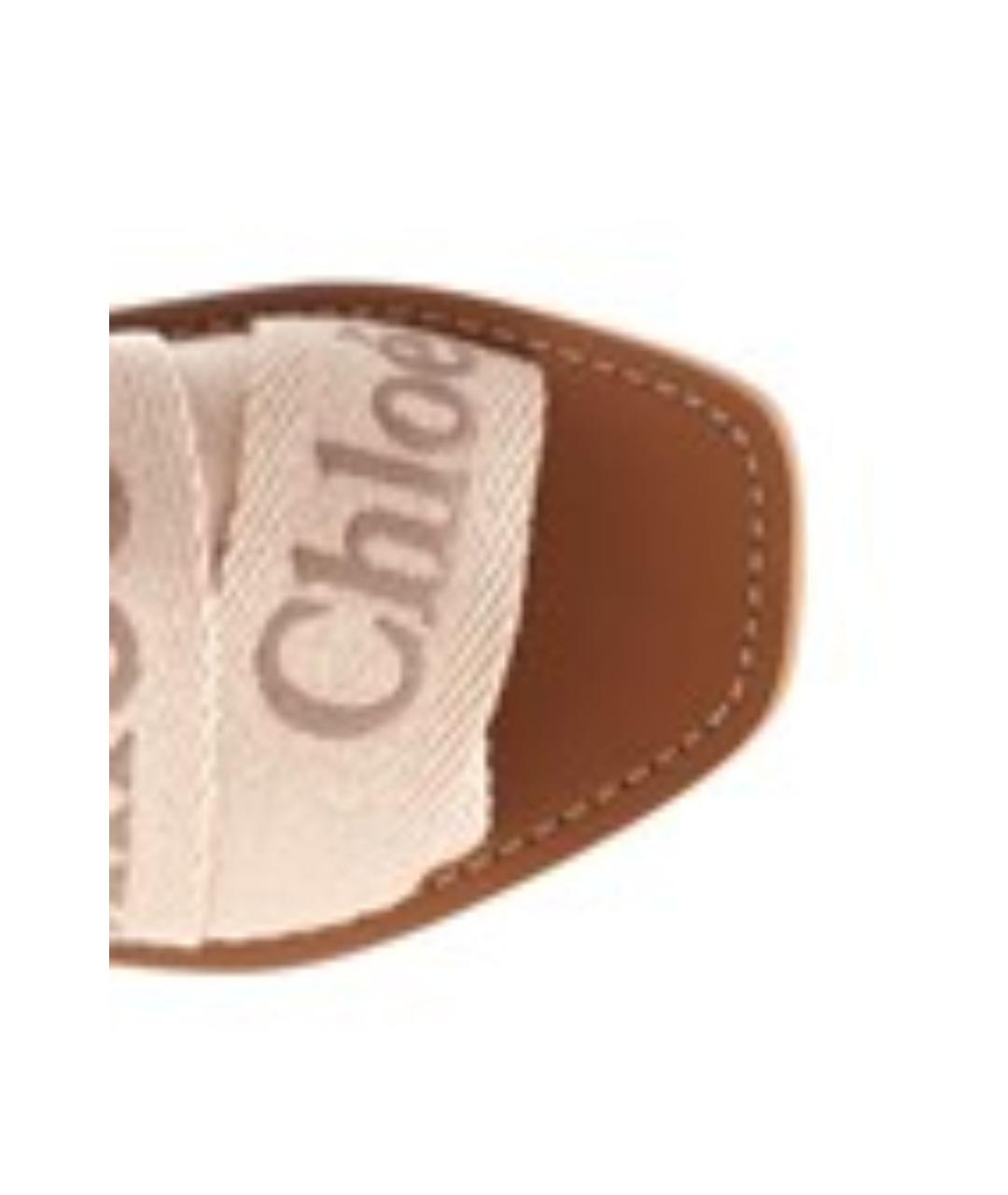 CHLOE Бежевые текстильные шлепанцы, фото 2