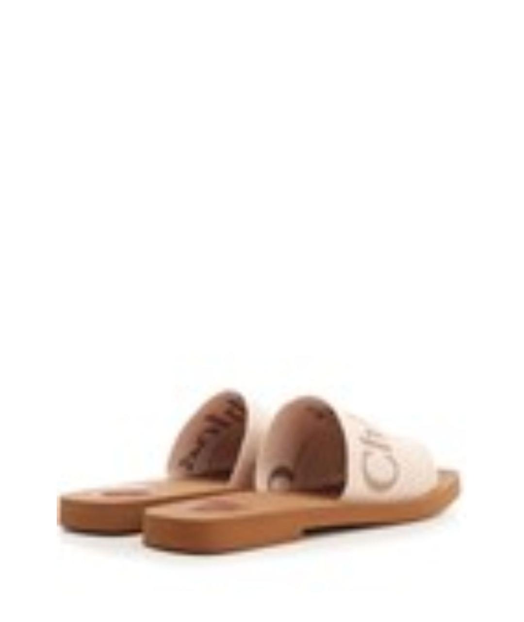 CHLOE Бежевые текстильные шлепанцы, фото 4