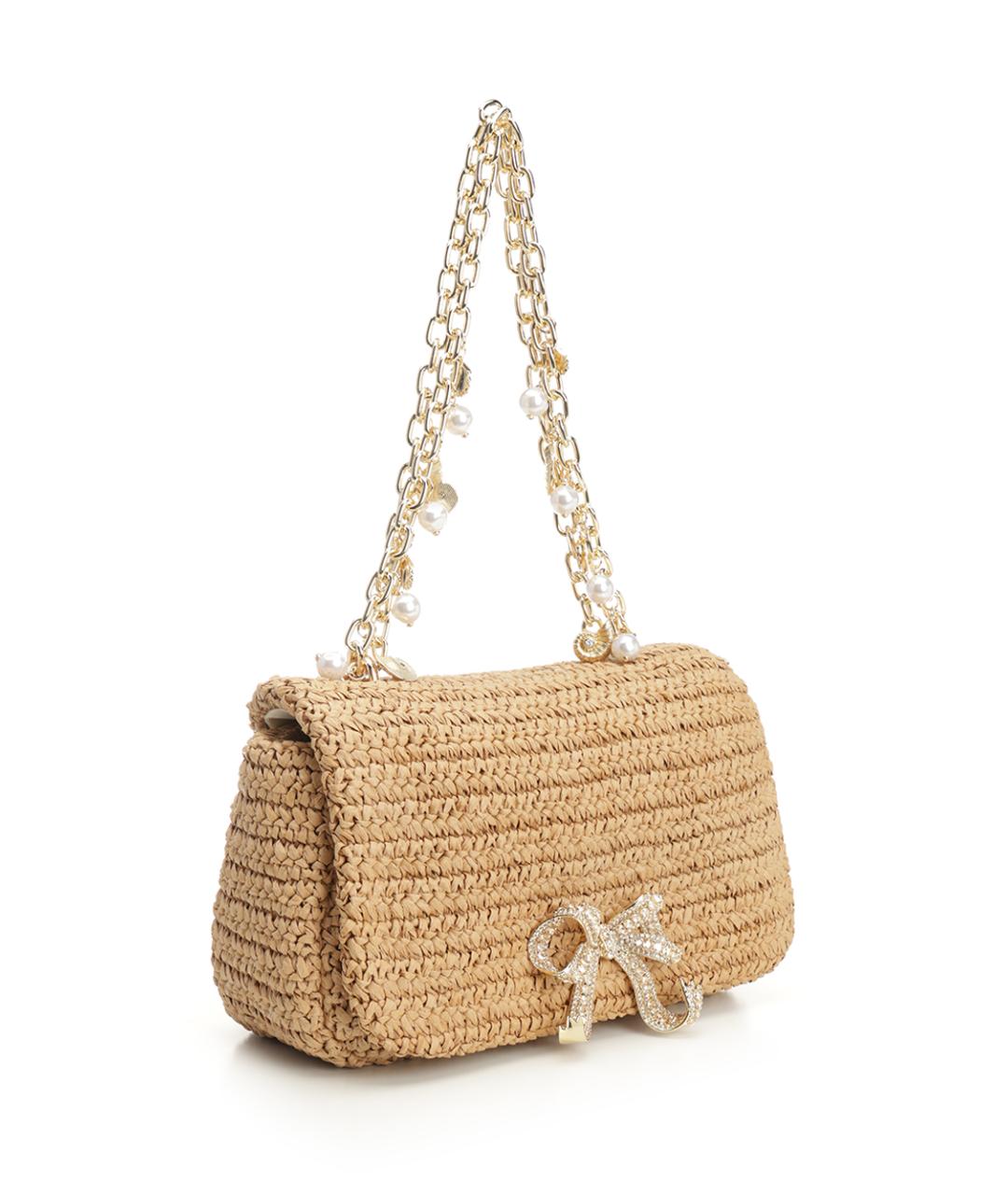 SELF-PORTRAIT Бежевая пелетеная сумка через плечо, фото 2