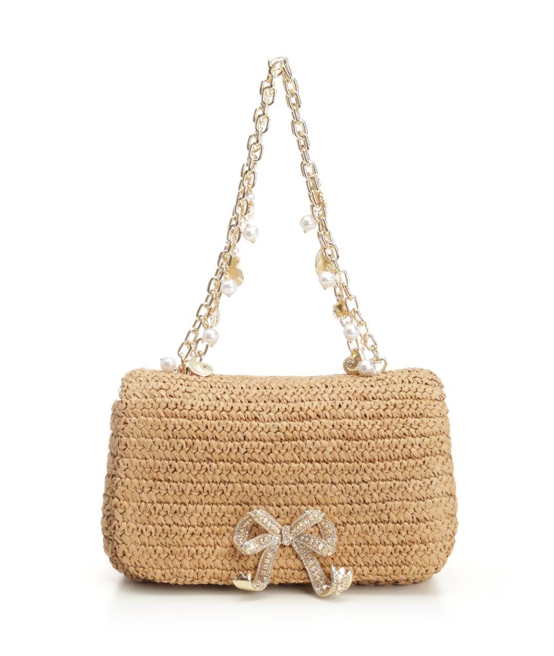 SELF-PORTRAIT Бежевая пелетеная сумка через плечо, фото 1