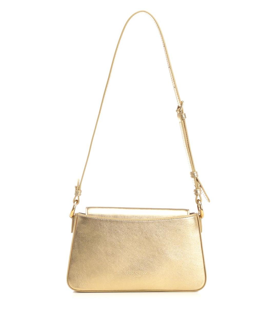 DOLCE&GABBANA Золотая кожаная сумка через плечо, фото 3
