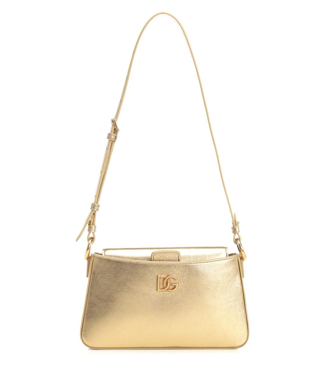 DOLCE&GABBANA Золотая кожаная сумка через плечо, фото 1