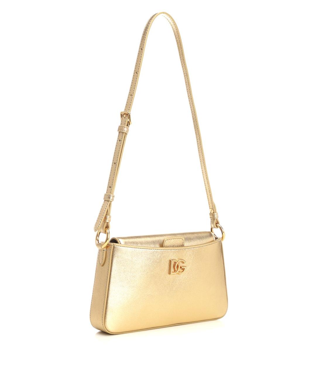 DOLCE&GABBANA Золотая кожаная сумка через плечо, фото 2