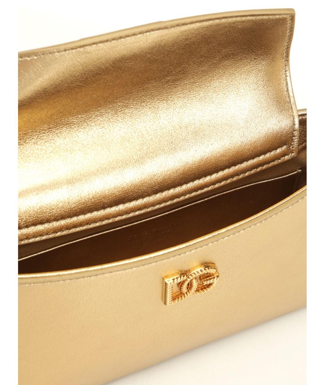 DOLCE&GABBANA Золотая кожаная сумка через плечо, фото 4