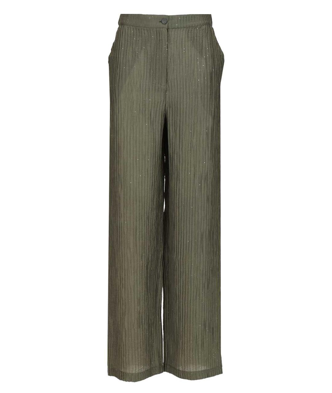 EMPORIO ARMANI Зеленые полиэстеровые прямые брюки, фото 1