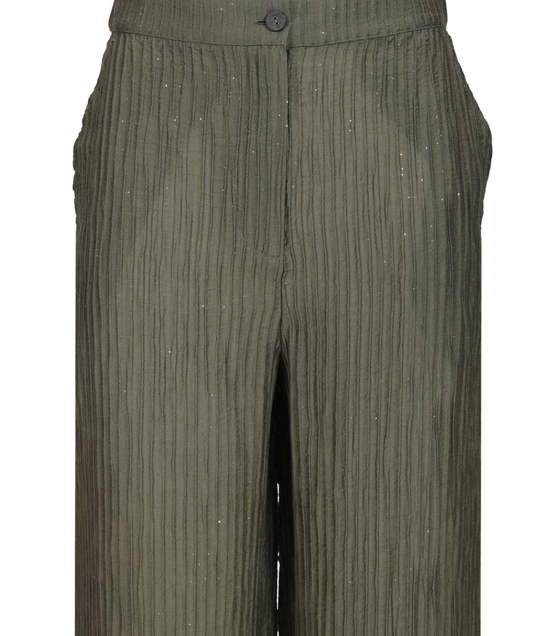 EMPORIO ARMANI Зеленые полиэстеровые прямые брюки, фото 4
