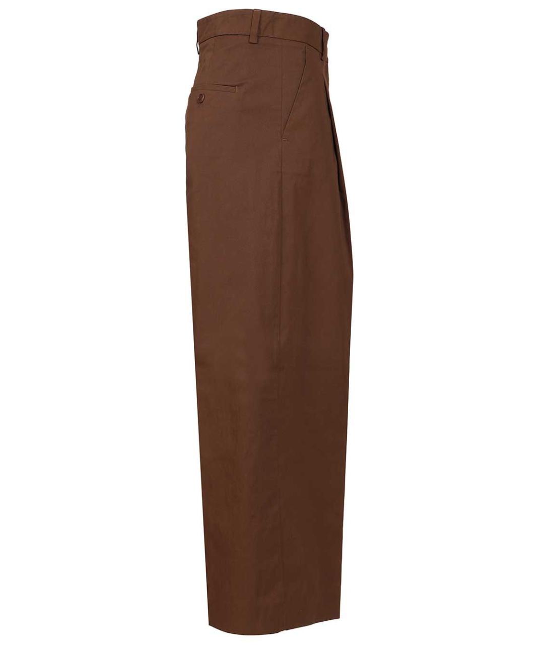 WEEKEND MAX MARA Коричневые хлопковые прямые брюки, фото 3