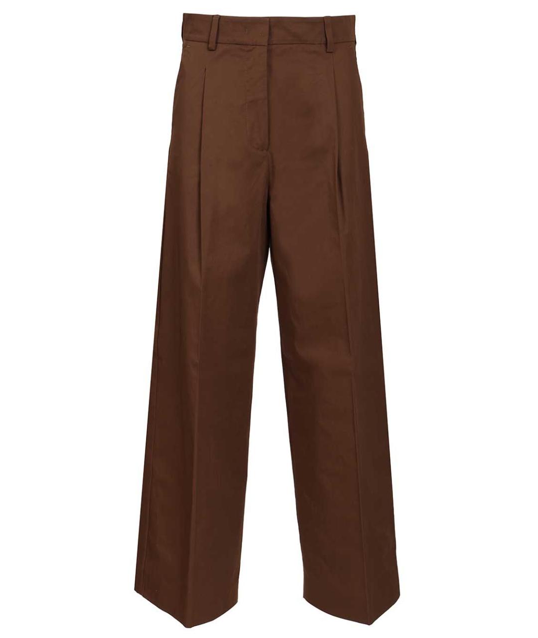 WEEKEND MAX MARA Коричневые хлопковые прямые брюки, фото 1