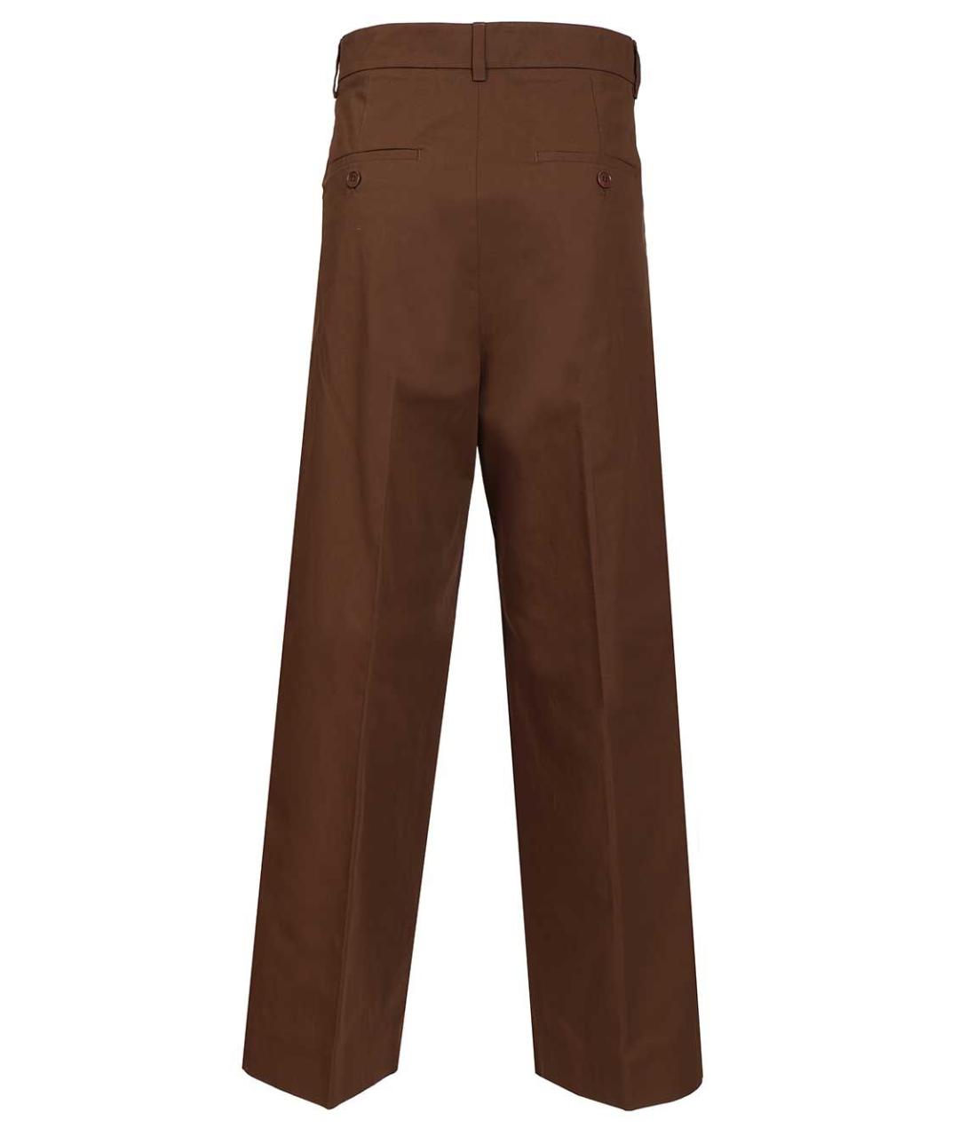 WEEKEND MAX MARA Коричневые хлопковые прямые брюки, фото 2